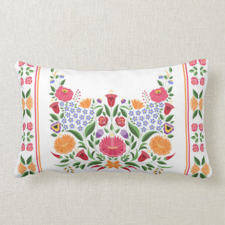 Hungarian folk pattern – Kalocsa embroidery flower Lumbar Cushion