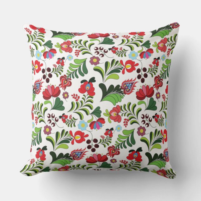 Hungarian Freehand Floral Matyo Pattern Cushion (Front)
