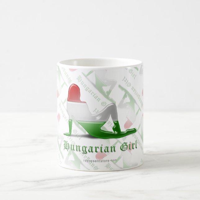 Hungarian Girl Silhouette Flag Coffee Mug (Center)