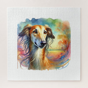 Hungarian Greyhound 190924AREF117 - Watercolor Jigsaw Puzzle