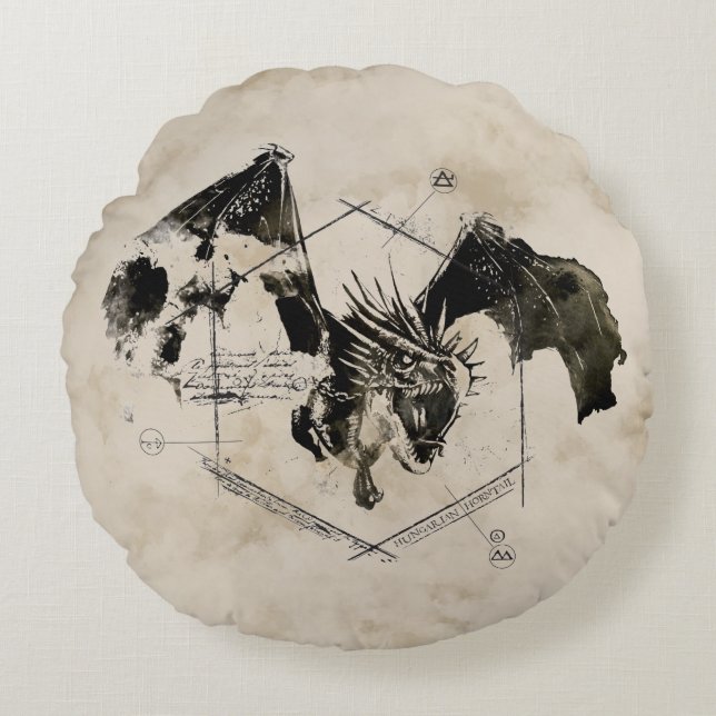 Hungarian Horntail Dragon Round Cushion (Front)