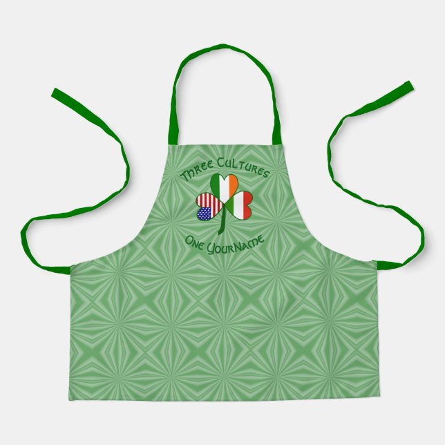 Hungarian Irish American Flag Shamrock  Apron (Front)