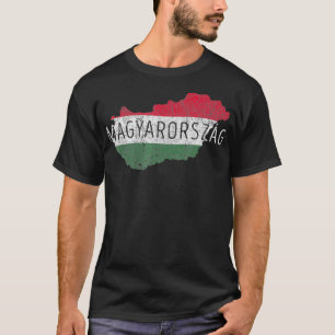 Hungarian Map and Flag Souvenir  Distressed T-Shirt