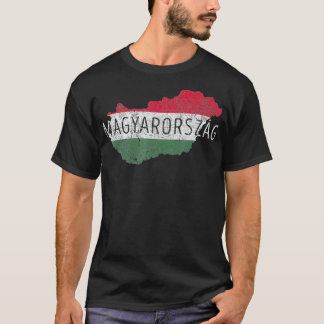 Hungarian Map and Flag Souvenir  Distressed T-Shirt
