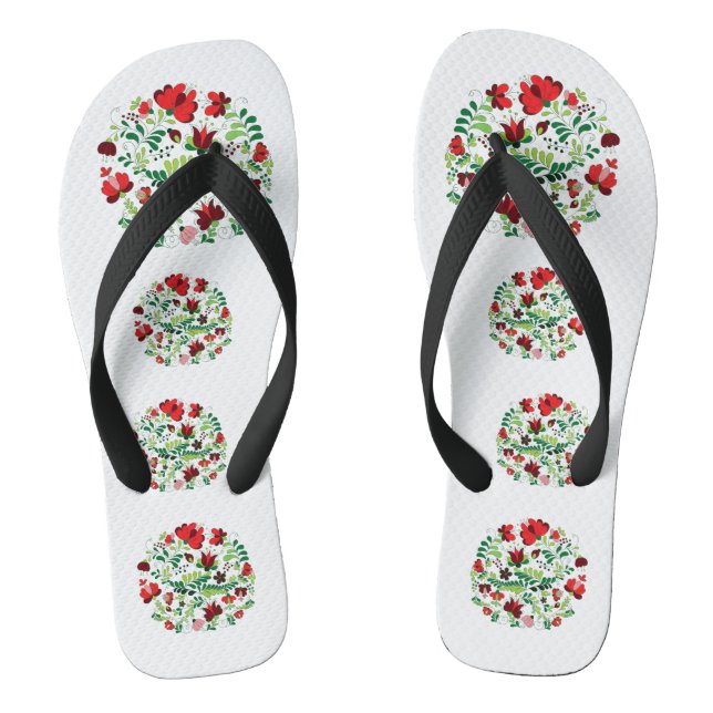 Hungarian matyo traditional folk art  thongs (Footbed)