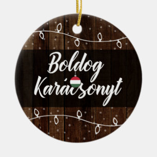 Hungarian Merry Christmas Boldog Karácsonyt Ceramic Ornament