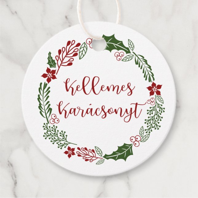 Hungarian Merry Christmas, Custom Favour Tags (Front)