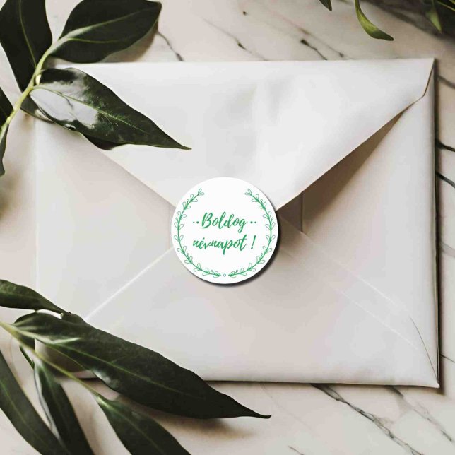 Hungarian Name Day wishes typography Classic Round Sticker (Creator Uploaded)