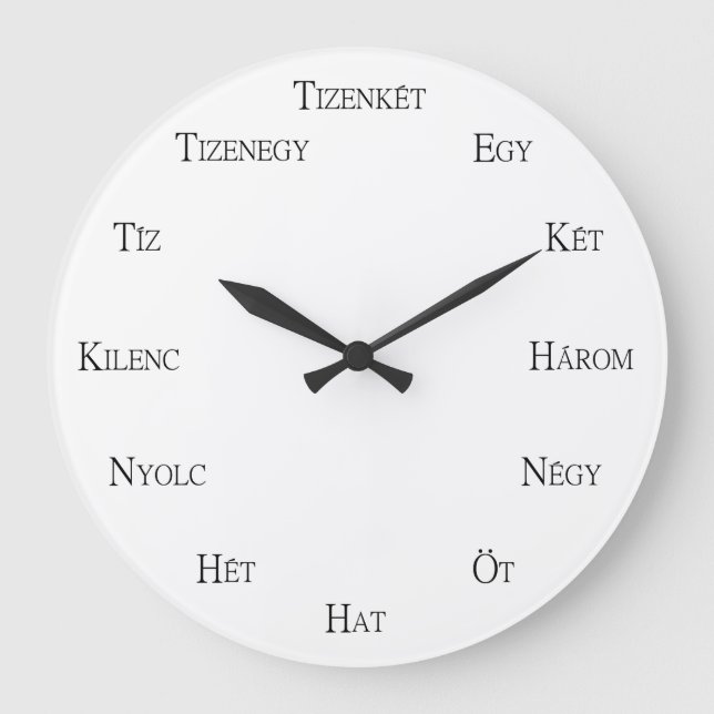 Hungarian Numbers Learning Customisable Language Large Clock (Front)