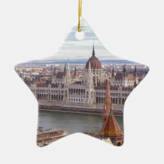 Hungarian Parliament Budapest by day Ceramic Ornament