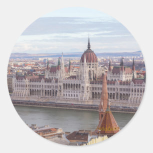 Hungarian Parliament Budapest by day Classic Round Sticker