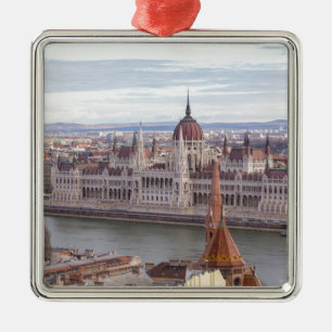 Hungarian Parliament Budapest by day Metal Tree Decoration