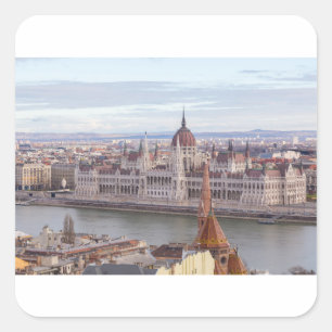 Hungarian Parliament Budapest by day Square Sticker