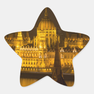Hungarian Parliament Budapest by night Star Sticker