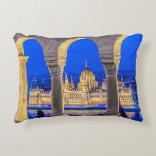 Hungarian Parliament Building at Dusk Decorative Cushion