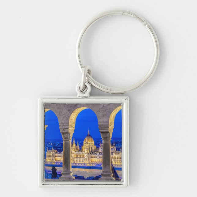 Hungarian Parliament Building at Dusk Key Ring (Front)