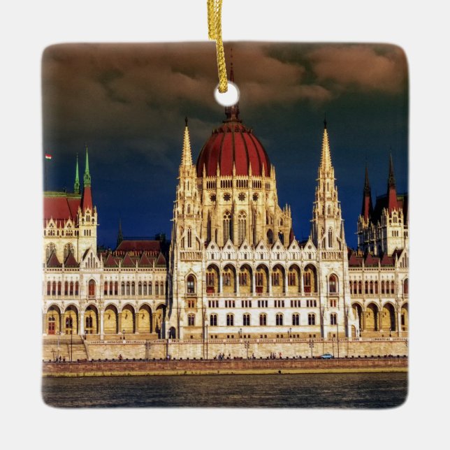 Hungarian Parliament Building in Budapest, Hungary Ceramic Ornament (Front)