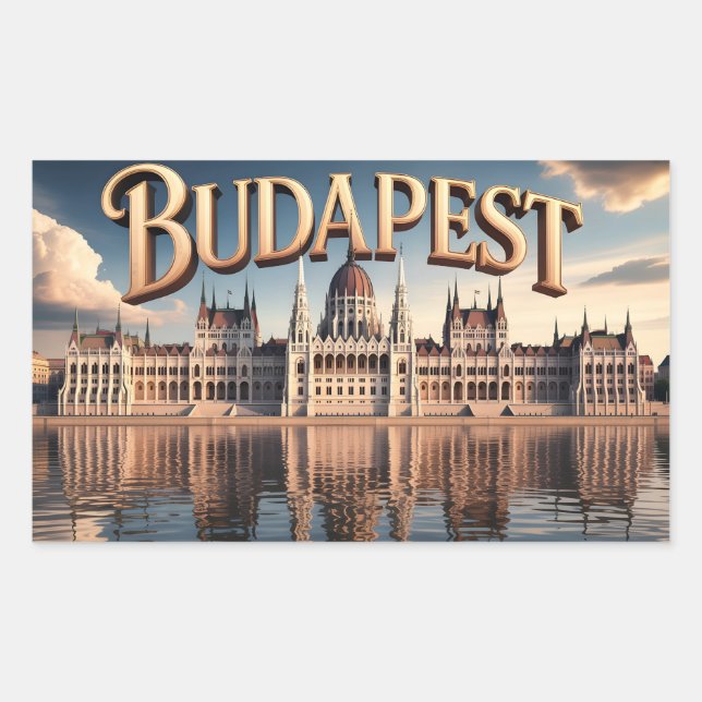 Hungarian Parliament Building in Budapest Rectangular Sticker (Front)