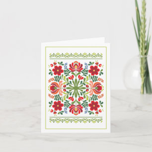 Hungarian Red Flowers Greeting Card