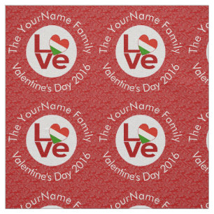Hungarian Red Letter LOVE Flag Personalised  Fabric