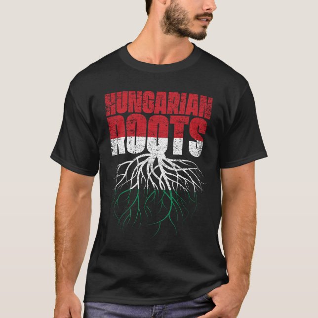 Hungarian Roots Hungary Heritage Flag T-Shirt (Front)