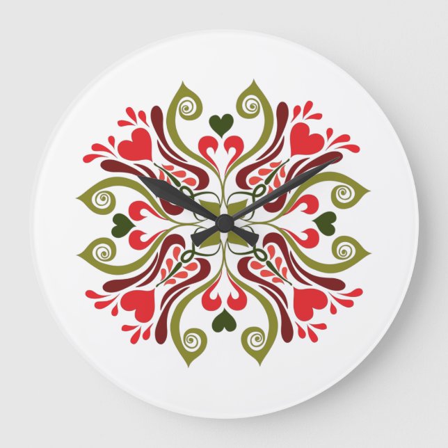 Hungarian Tulip Floral Motif Large Clock (Front)