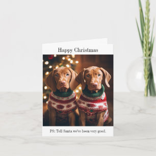 Hungarian Vizla Puppies Christmas Card