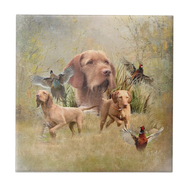 Hungarian Vizsla Art    Ceramic Tile (Front)