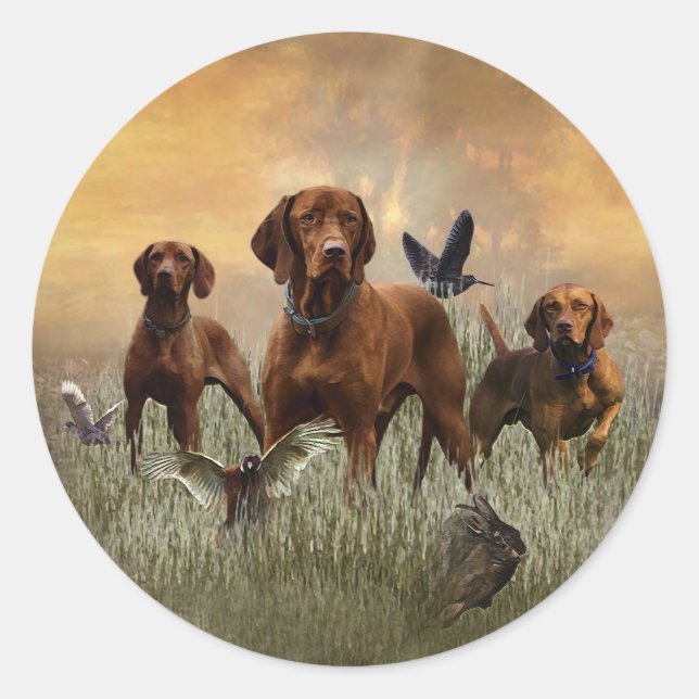 Hungarian Vizsla Art    Classic Round Sticker (Front)