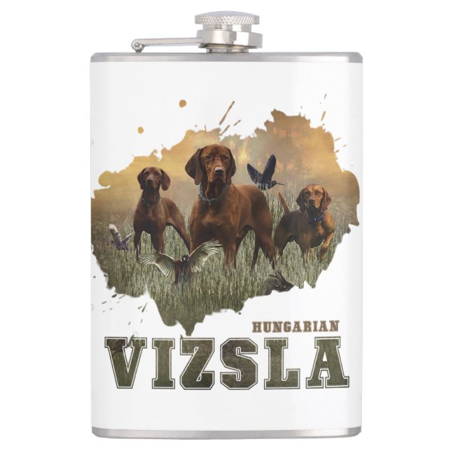 Hungarian Vizsla Art   Hip Flask (Front)