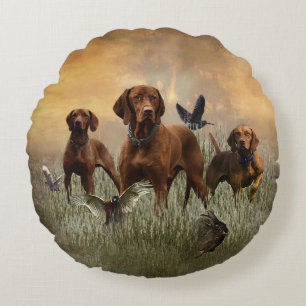 Hungarian Vizsla Art  Round Cushion