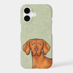 Hungarian Vizsla Cartoon Pointer Dog Head Green