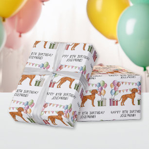Hungarian Vizsla Colourful Pastel Happy Birthday Wrapping Paper
