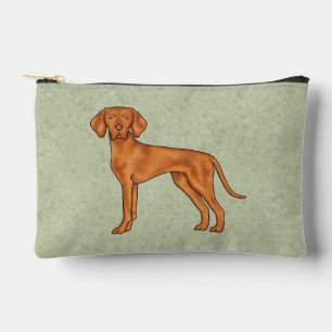 Hungarian Vizsla Cute Cartoon Pointer Dog Green Accessory Pouch