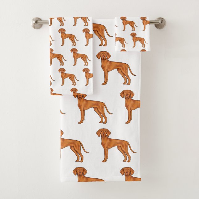 Hungarian Vizsla Cute Cartoon Pointer Dog Pattern Bath Towel Set (Insitu)