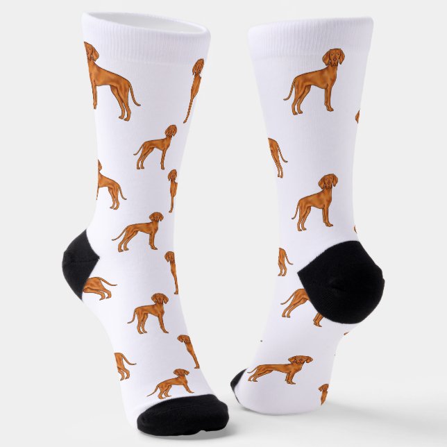 Hungarian Vizsla Cute Cartoon Pointer Dog Pattern Socks (Angled)