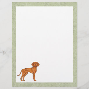 Hungarian Vizsla Cute Pointer Dog Drawing Green Custom Letterhead