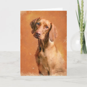 Hungarian Vizsla Dog Art Painting Card