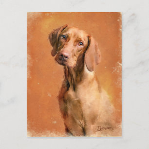 Hungarian Vizsla Dog Art Painting Holiday Postcard