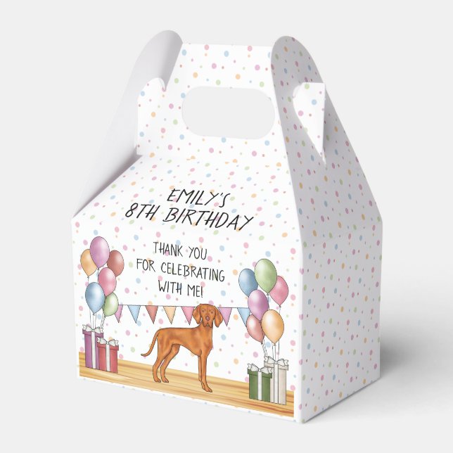 Hungarian Vizsla Dog Pastel Birthday Thank You Favour Box (Front Side)