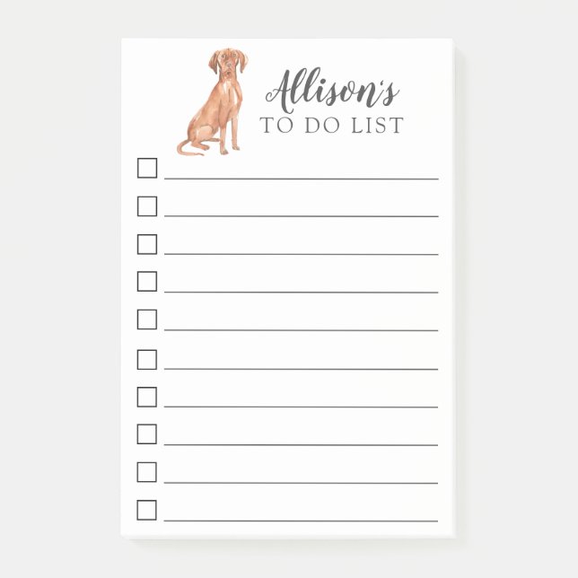 Hungarian Vizsla Dog Personalised To Do List Post-it Notes (Front)