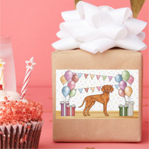 Hungarian Vizsla Dog With Pastel Colours Birthday Rectangular Sticker