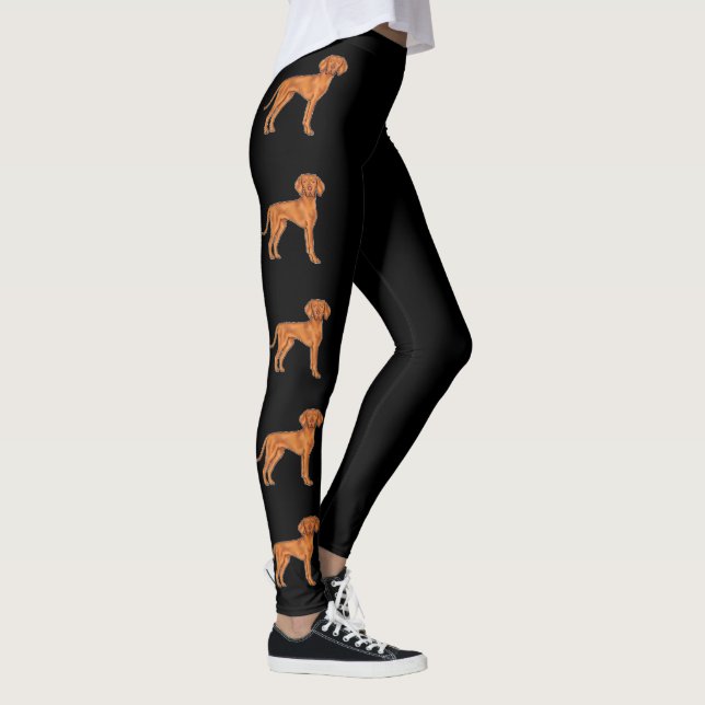 Hungarian Vizsla Pointer Cute Cartoon Dogs Black Leggings (Right)