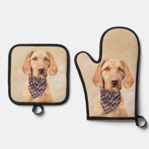 Hungarian Wirehaired Vizsla Painting Cute Dog Art Oven Mitt & Pot Holder Set