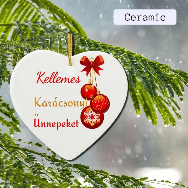 Hungarian Xmas Greetings Ceramic Tree Decoration (Creator Uploaded)