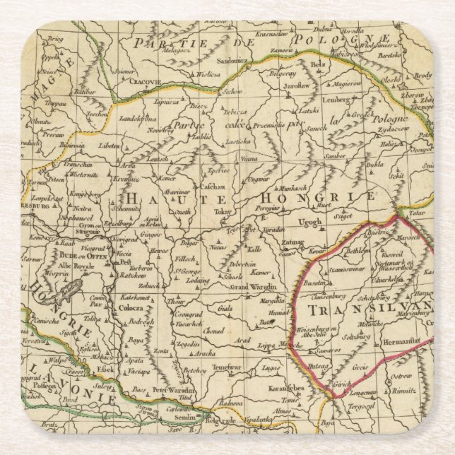 Hungary 3 square paper coaster (Front)