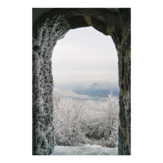 Hungary: a View of the Danube River in Winter Photo Print