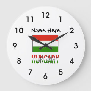 Hungary and Hungarian Flag Personalised Large Clock