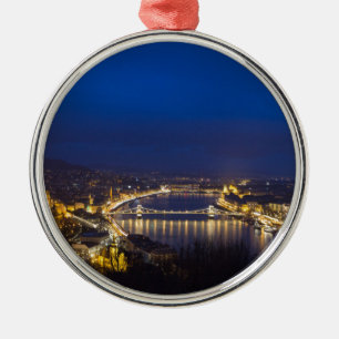Hungary Budapest at night panorama Metal Ornament
