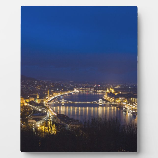 Hungary Budapest at night panorama Plaque (Front)